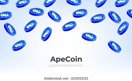 ApeCoin (APE) coin falling from the sky. APE cryptocurrency concept banner background. svg