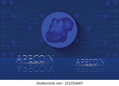 Apecoin APE crypto currency vector illustration block chain based  symbol and 3D logo on futuristic digital background. Decentralized money technology illustration. technology background, 3D rendering svg