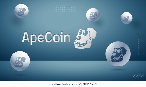 Apecoin (APE) cryptocurrency background. Block chain based fintech virtual money concept crypto logo vector illustration template. svg