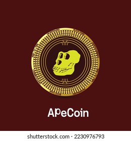 Apecoin APE Cryptocurrency coin isolated on dark red background, Blockchain, finance symbol. Vector illustration, Crypto logotype symbol vector illustration of digital currency brand. svg