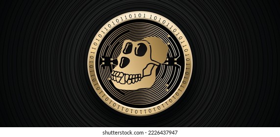 Apecoin APE cryptocurrency coin logo vector banner and background illustration svg