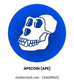 Apecoin crypto currency with symbol APE. Crypto logo vector illustration for stickers, icon, badges, labels and emblem designs. svg