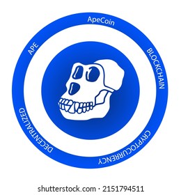 ApeCoin cryptocurrency logo. APE crypto symbol icon flat vector illustration. EPS 10 editable template.  svg