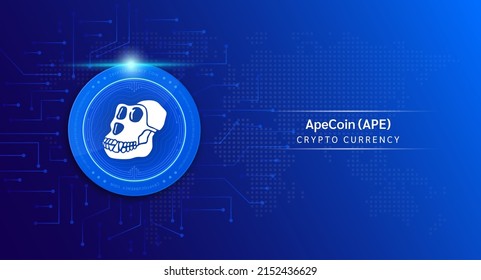 Apecoin cryptocurrency token symbol. Crypto currency with stock market investment trading. Coin icon on dark background. Economic trends finance concept. 3D Vector illustration. svg
