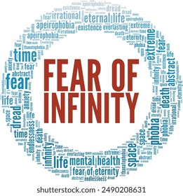 Apeirophobia: Fear of Infinity word cloud conceptual design isolated on white background.