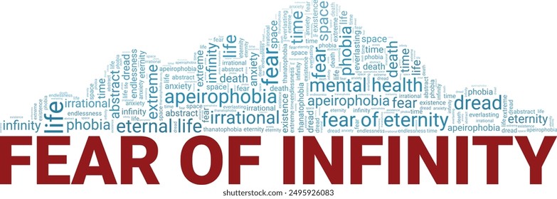 Apeirophobia: Fear of Infinity word cloud conceptual design isolated on white background.