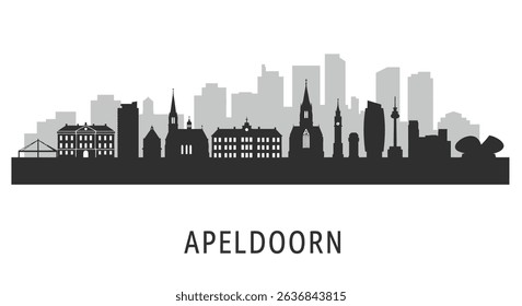 Apeldoorn Skyline with Netherlands Cityscape Silhouette.