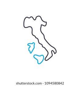 Apennine peninsula linear icon concept. Apennine peninsula line vector sign, symbol, illustration.