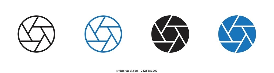 Aperature icon linear graphics set vector in black