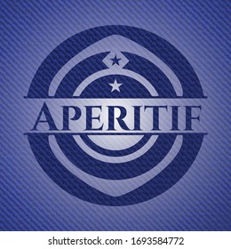 Aperitif-Abzeichen mit jean-Textur. Vektorillustration Illustration. Detaillierte Angaben.