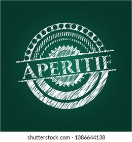 Aperitif chalkboard emblem written on a blackboard. Vector Illustration. Detailed.