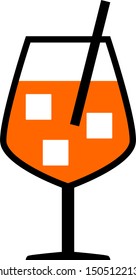 Aperitif Cocktail with Ice Cubes. Vector Image.