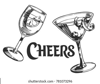 Aperol Spritz. Berry Manhattan. Ilustración del vector