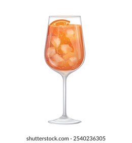 Aperol Spritz beber. Coquetel com fatia de limão e gelo isolado no fundo branco. Bebida de verão.