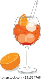 Aperol Spritz italienisches Cocktailgetränkeglas - einzelne Vektorgrafik