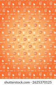 Aperol Spritz Seamless Pattern – Summer Cocktail Vector Background Design