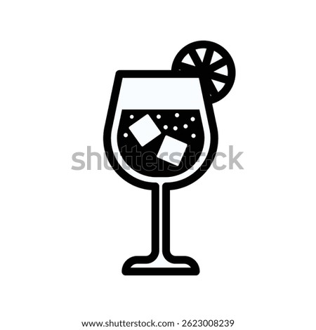 Aperol spritz vector icon. Flat minimalistic illustration of refreshing summer cocktail. Summer season concept.