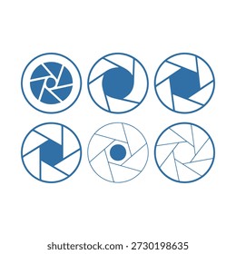 Aperture blades adjusting in circular camera lens diagram illustration