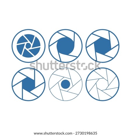 Aperture blades adjusting in circular camera lens diagram illustration