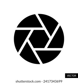 Aperture, camera lens vector icon in glyph style design for website, app, UI, isolated on white background. EPS 10 vector illustration.