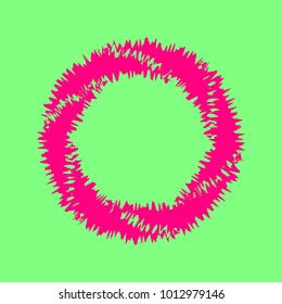 Aperture or Camera objective icon. Vector. Magenta rough icon on greenish background. Isolated.