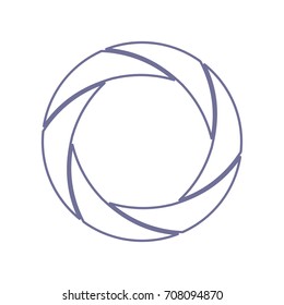 Aperture or Camera objective icon. Vector. Violet linear icon on white background. Isolated.