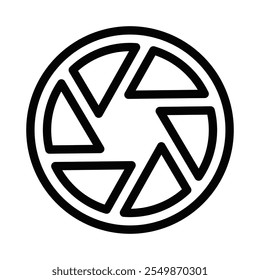 Aperture camera symbol outline vector icon. Editable stroke.