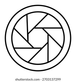 Aperture of camera thin line icon, optical equipment concept. Vector graphics. Camera shutter sign on white background, outline style icon for mobile or web design