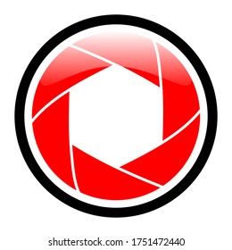 Aperture covered by optical lens schematic. Vector illustration.
