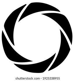 Aperture diaphragm of DSLR digital camera widely open, photography and photo symbol, vector, illustration, sign in black color, isolated on white background