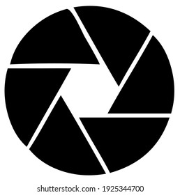 Aperture diaphragm of DSLR digital camera, photography and photo symbol, vector, illustration, sign in black color, isolated on white background