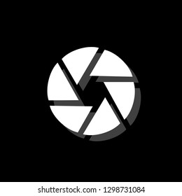 Aperture Diaphragm. White flat simple icon with shadow