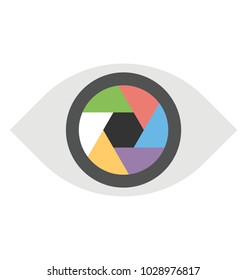 Aperture in eye, digital photography concept