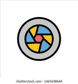 Aperture, Film, Logo, Movie, Photo  Flat Color Icon. Vector icon banner Template. Vector Icon Template background