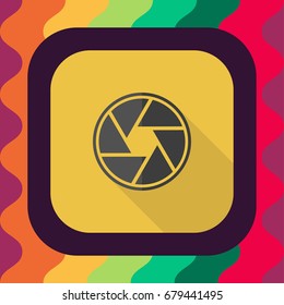 aperture  flat icon with long shadow, vector illustration 