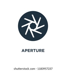 Aperture icon. Black filled vector illustration. Aperture symbol on white background. Can be used in web and mobile.