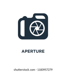 Aperture icon. Black filled vector illustration. Aperture symbol on white background. Can be used in web and mobile.