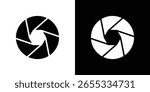 Aperture icon in flat version on black and white background