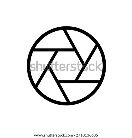 Aperture Icon Graphic Representation with Six Blades Forming a Circle, a Symbol of Lens Diaphragm