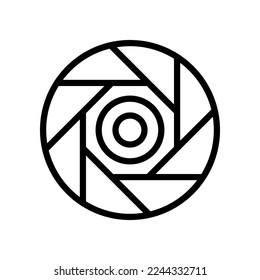 Aperture-Symbol-Linie einzeln auf weißem Hintergrund. Schwarze flache Ikone im modernen Umriss-Stil. Lineares Symbol und bearbeitbarer Strich. Einfache und Pixel perfekte Strich-Vektorgrafik. 