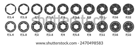 Aperture icon set. Aperture icons on white background