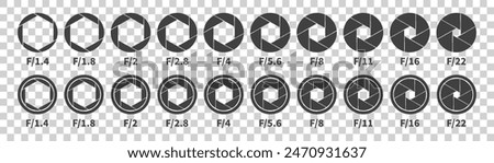 Aperture icon set. Aperture icons on white background