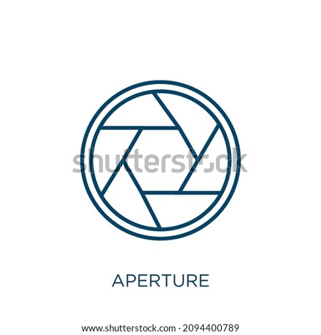 aperture icon. Thin linear aperture outline icon isolated on white background. Line vector aperture sign, symbol for web and mobile