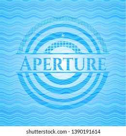 Aperture light blue water wave emblem background. Vector Illustration. Detailed.