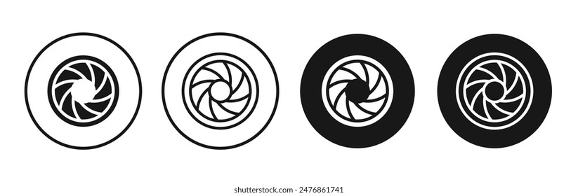 Aperture line vector icon set.