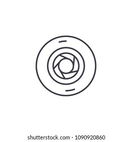 Aperture linear icon concept. Aperture line vector sign, symbol, illustration.