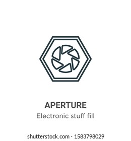 Aperture outline vector icon. Thin line black aperture icon, flat vector simple element illustration from editable electronic stuff fill concept isolated on white background