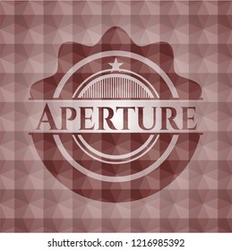 Aperture red seamless geometric emblem.