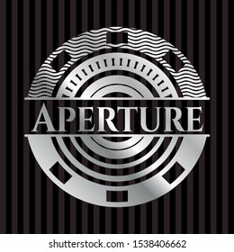 Aperture silver emblem. Vector Illustration. Mosaic.