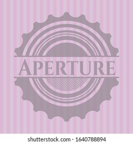Aperture vintage pink emblem. Vector Illustration. Detailed.